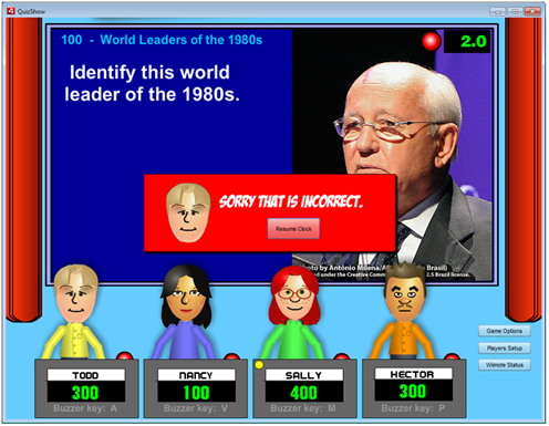 Screen shot of QuizShow showing an image question